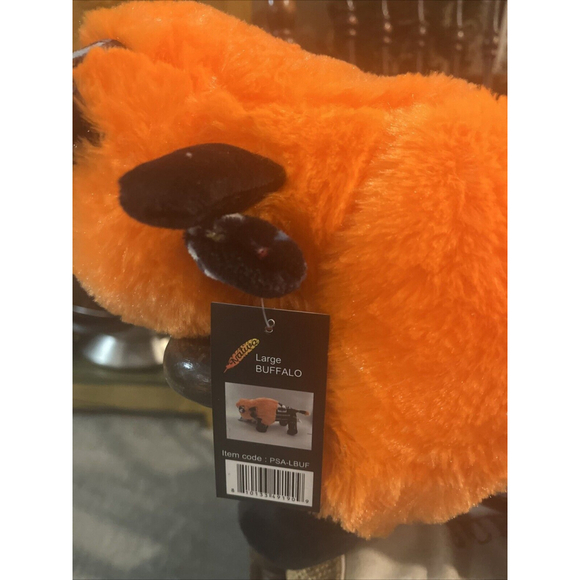 16 In Stuffed Animal Buffalo nWT Black And Orange By Nativo Western Pattern - Picture 5 of 10